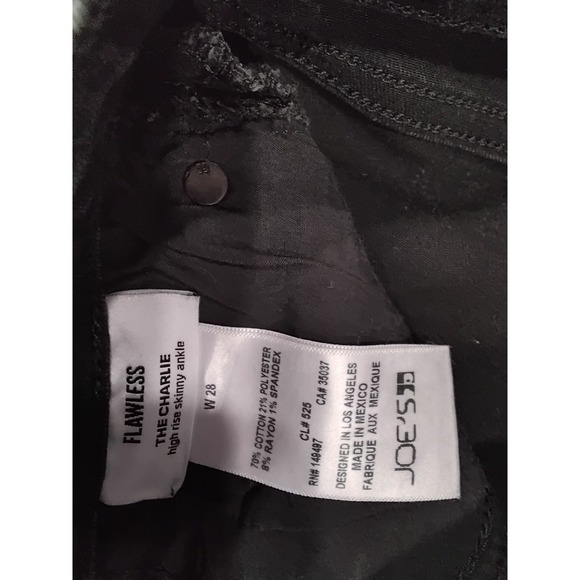 Joe's Jeans The Charlie High Rise Skinny Ankle Black Jeans Silver‎ Stripes - Picture 3 of 6